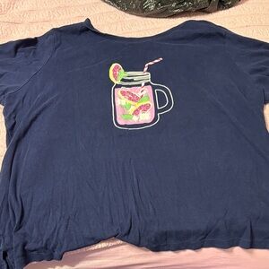 Kim Rogers Navy Tee with Fruit Jar Design